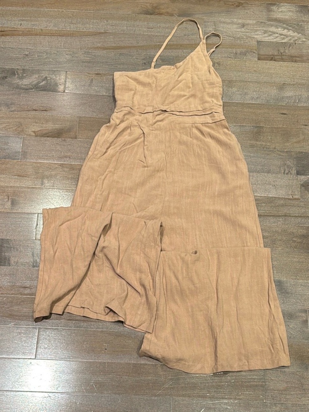 One Shoulder Tan Jumpsuit